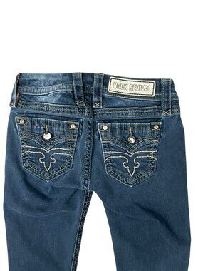 Rock Revival Women’s Alivia Skinny Low Rise Embroidered Denim Jeans Size 24 x 28